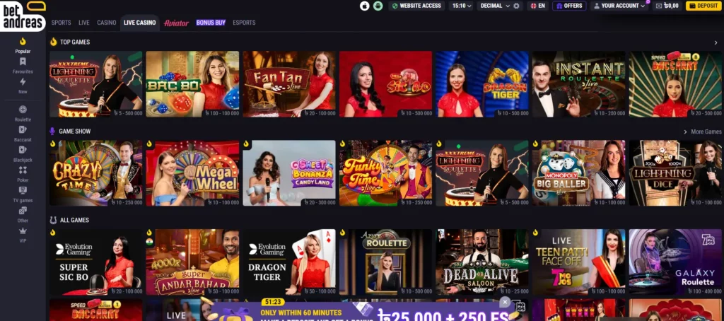 BetAndreas Live Casino